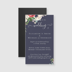 Carte Magnétique Élégant budget Mariage rouge blanc bleu floral