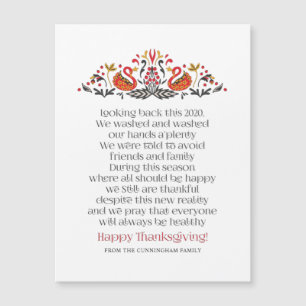 Carte Magnétique Élégant chic botanique Thanksgiving Poem
