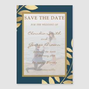 Carte Magnétique Élégant Feuille Tropical Photo Enregistrer La Date