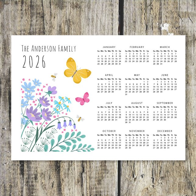 Carte Magnétique Élégant Fleur sauvage Butterfly Family Calendar 20 (Créateur téléchargé)