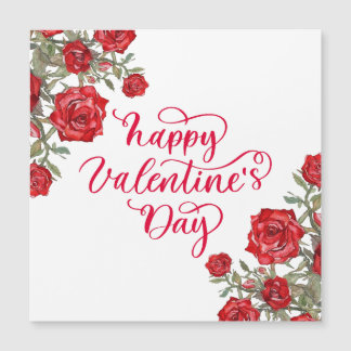Carte Magnétique Élégant Heureuse Sainte-Valentin rouge