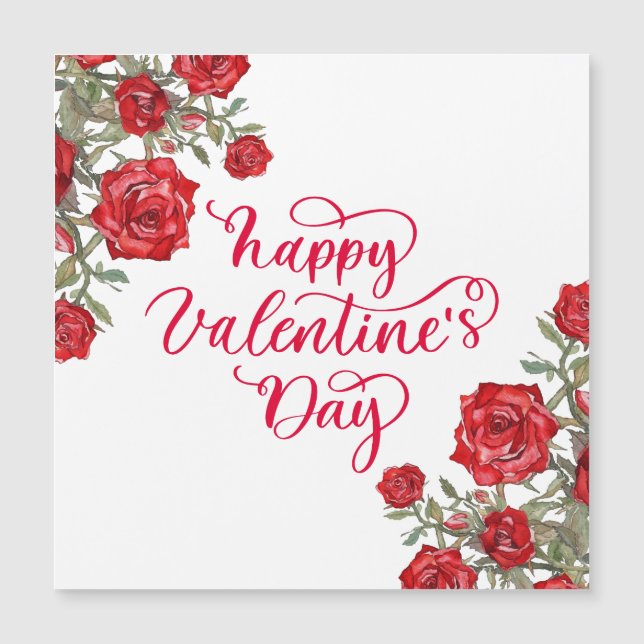 Carte Magnétique Élégant Heureuse Sainte-Valentin rouge (Devant)