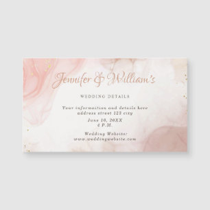 Carte Magnétique Élégant Mariage d'encre d'alcool doré rose pâle Dé