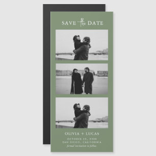 Carte Magnétique Élégant Mariage magnétique Sage Green Photo Strip