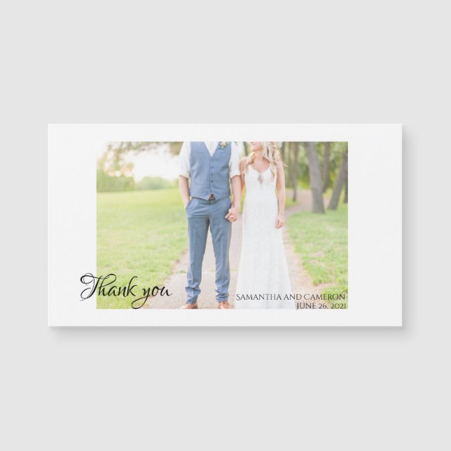 Carte Magnétique Élégant minimal de typographie Mariage Photo (Devant)