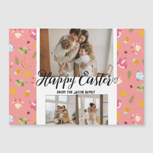 Carte Magnétique élégant moderne Pâques, famille trois photo collag