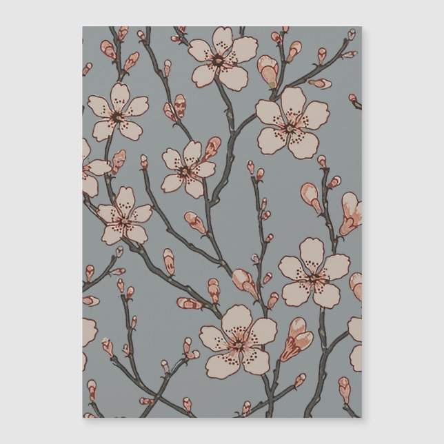 Carte Magnétique Élégant Motif Fleur rose Douce Fleur Fleur de Ceri (Devant)