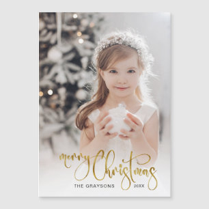 Carte Magnétique Elégant or Joyeux Noël Calligraphie