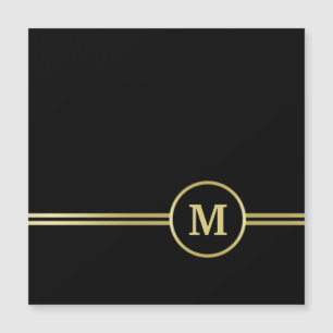 Carte Magnétique Élégant or Monogramme personnalisé sur noir