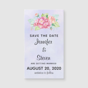 Carte Magnétique Elégant rose aquarelle Flowers Enregistrer la date