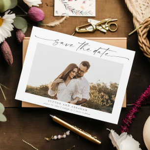 Carte Magnétique Élégant Script Mariage Photo Enregistrer l'aimant 
