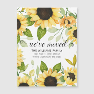 Carte Magnétique Elégant Tournesol Jaune Aquarelle Florale Mouvemen