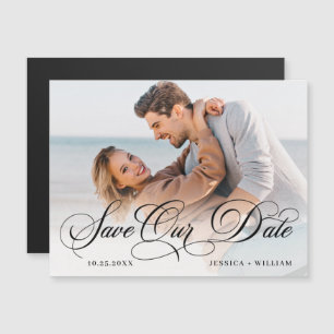 Carte Magnétique Élégante photo de mariage Enregistrer la date Cart