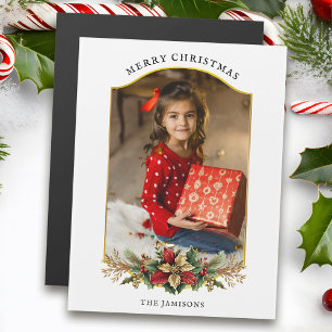 Carte Magnétique Élégante photo florale de Noël