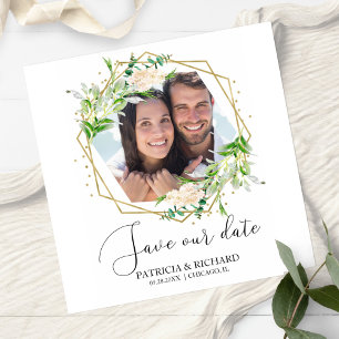 Carte Magnétique Elégante verdure photo mariage Enregistrer la date