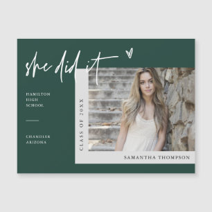 Carte Magnétique Emerald Green Elle L'A Fait Graduation Photo Magne