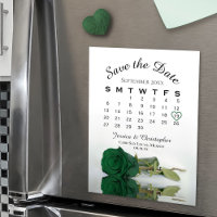 Emerald Green Rose Enregistrer l'aimant Calendrier