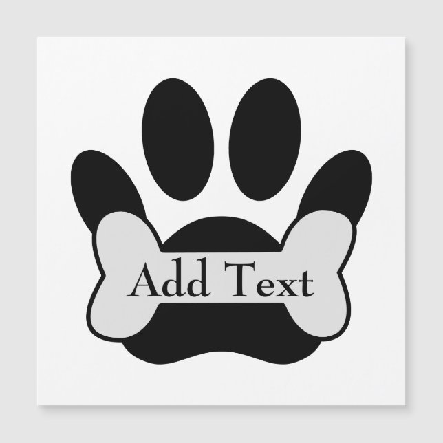 Carte Magnétique Empreinte de patte De Chien Et Os (Devant)