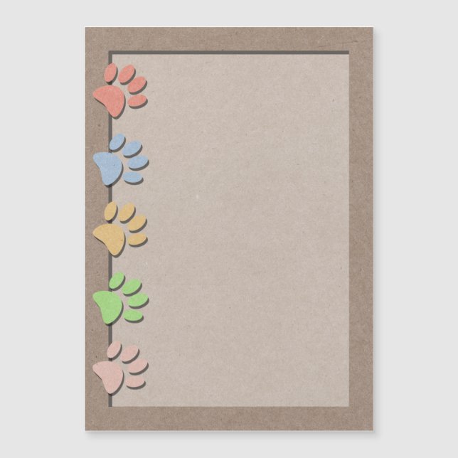 Carte Magnétique Empreintes de pattes de chien Faux Kraft Papier Te (Devant)