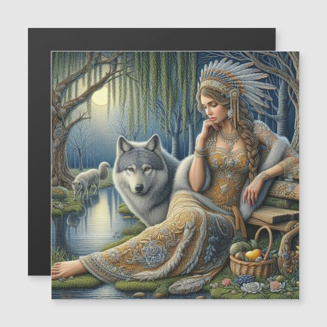 Carte Magnétique Enchantement Lune dans la Forêt Mystique (Devant / Derrière)
