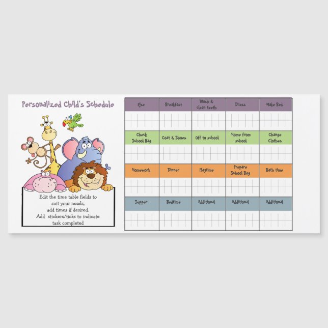 CARTE MAGNÉTIQUE ENFANTS MOINS CHERS PLANIFICATION/CALENDRIER DE CO (Devant)