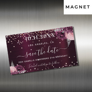 Carte Magnétique Enregistrer la date anniversaire burgundy aimant f