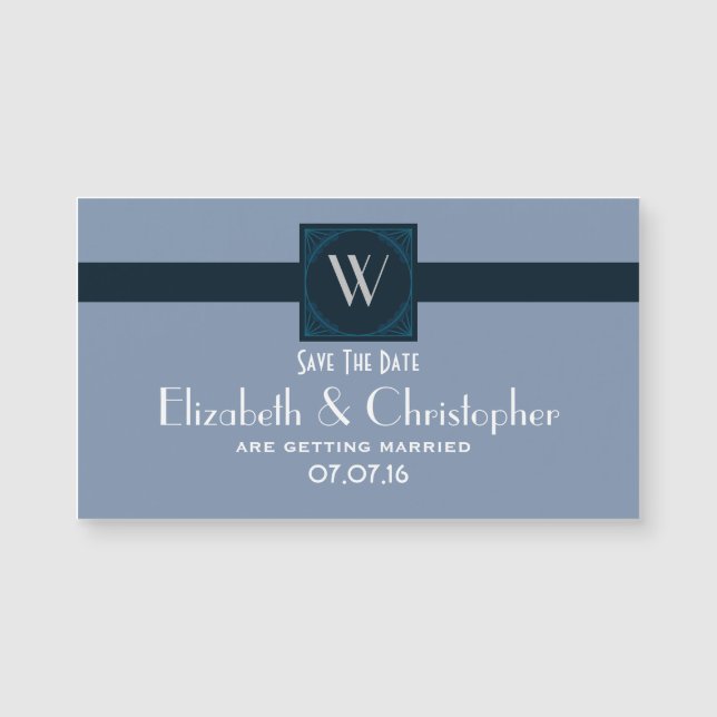 Carte Magnétique Enregistrer la date Mariage Monogramme initial (Devant)