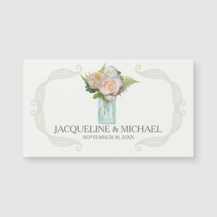 Carte Magnétique Enregistrer la date Pays Rose Blossom Mason Jar