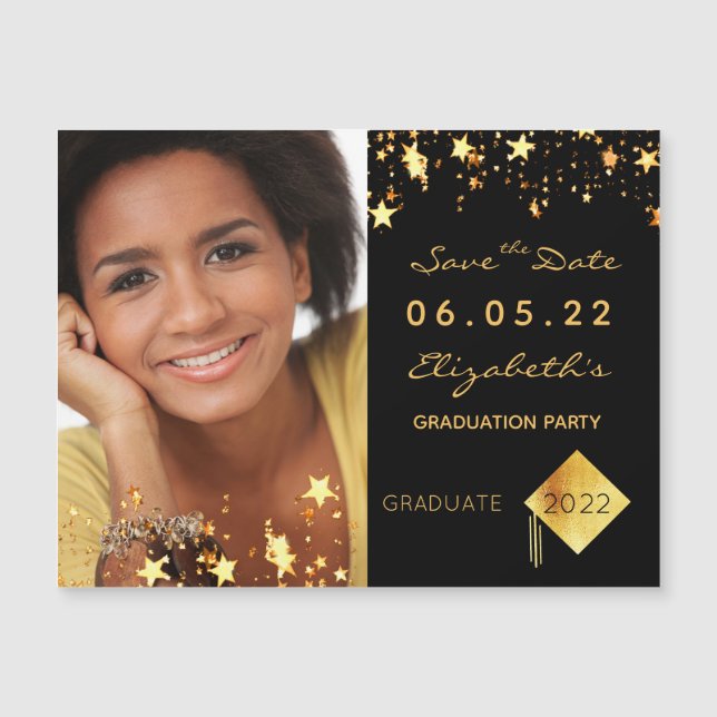 Carte Magnétique Enregistrer la date photo de la fête de graduation (Devant)