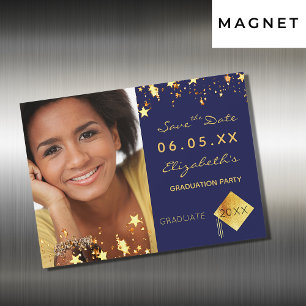 Carte Magnétique Enregistrer l'aimant bleu de la fête de graduation
