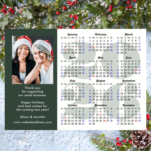 Carte Magnétique Entreprise 2024 Calendrier Sage Vert Photo Magnéti (Créateur téléchargé)