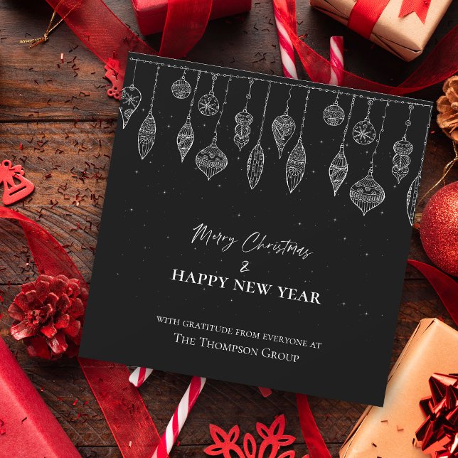 Carte Magnétique Entreprise Elégante Noir Blanc Noël Nouvel An (Corporate Elegant Black White Christmas New Year Holiday Card)