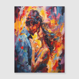 Carte Magnétique Étreinte Romantique Expressionnisme Abstrait