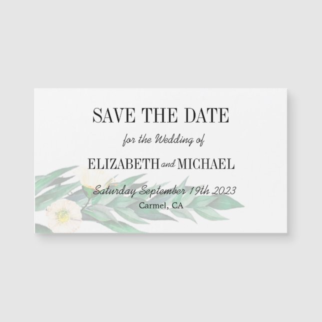 Carte Magnétique Eucalyptus Foliage Mariage élégant Enregistrer la  (Devant)