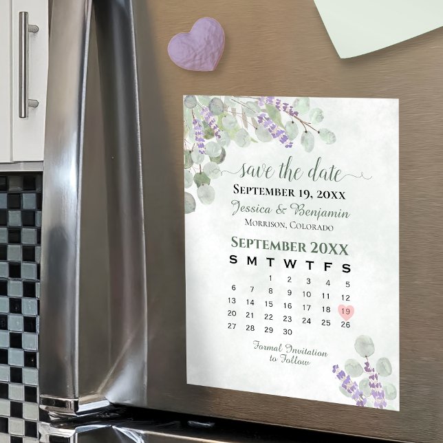 Carte Magnétique Eucalyptus Lavender Enregistrer l'aimant Calendrie (Créateur téléchargé)