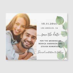 Carte Magnétique Eucalyptus photo mariage Enregistrer l'aimant Date