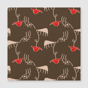 Carte Magnétique Face de femme à une ligne : motif abstrait.