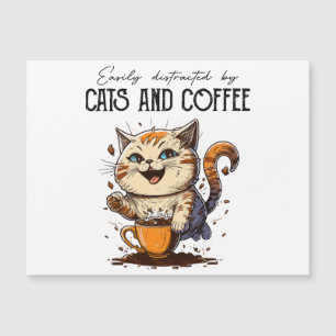Carte Magnétique Facilement Distrait Par Les Chats Et Le Café Amour
