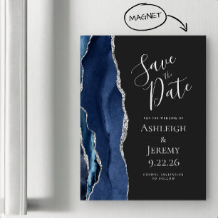 Carte Magnétique Faire part magnétique bleu marine argent foncé Aga
