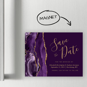 Carte Magnétique Faire part magnétique de prune en agate d'or viole