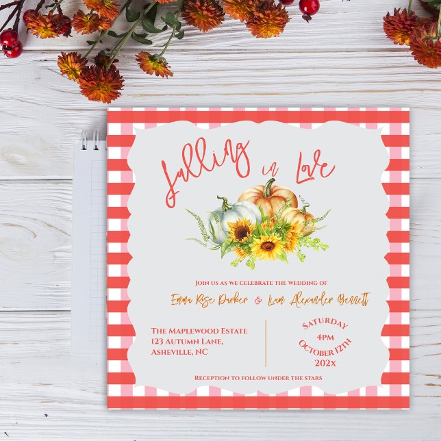 Carte Magnétique Falling in Love Pumpkins Sunflowers Fall Wedding (Falling in Love Pumpkins Sunflowers Fall Wedding Invitation)