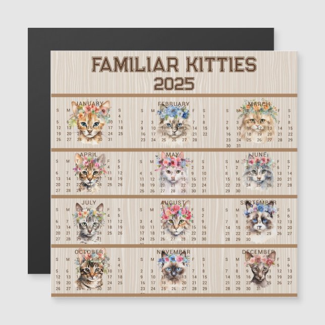 Carte magnétique Familiar Kitties 2025 (Devant / Derrière)