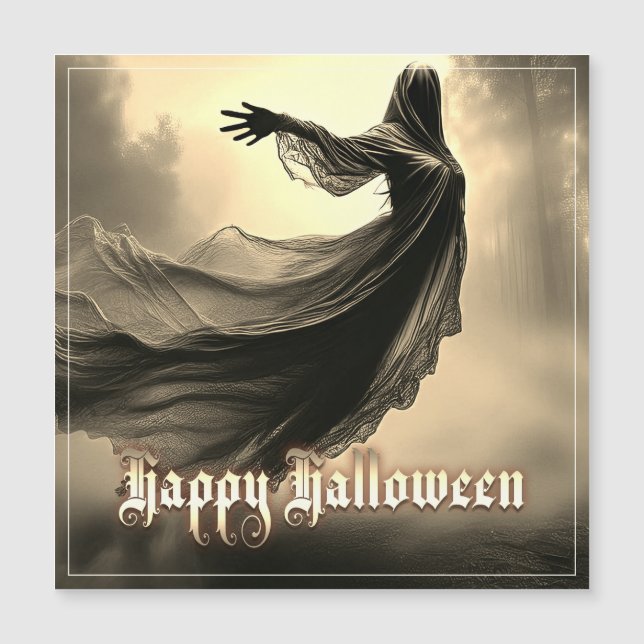 Carte Magnétique Fantôme noir féminin dans Hellscape - Halloween (Devant)
