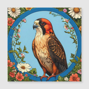 Carte Magnétique Faucon crécerelle aux pattes rouges coloré