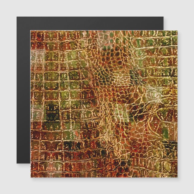 Carte Magnétique Faux Alligator Peau animale Cuir rouge Brown (Devant / Derrière)