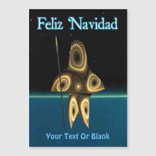Carte Magnétique Feliz Navidad - Fractal Inuit Hunter