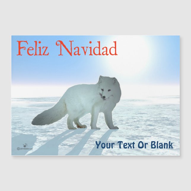 Carte Magnétique Feliz Navidad - Renard arctique (Devant)