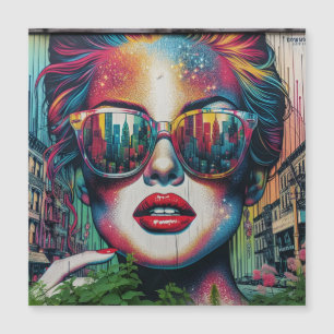 Carte Magnétique Femme abstraite en lunettes de soleil Ai Art Vierg