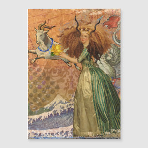 Carte Magnétique Femme Capricorne Chèvre Fantaisie Amusante