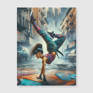 Carte Magnétique Femmes en action de Breakdancer Silhouette de New 
